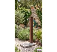 Fontana da Giardino Con Base In Cemento Pronta Istallazione Base rettangolare Doppio Rubinetto Dimensioni 40x40x h 89 cm - peso 15.8 kg un rubinetto con innesto rapido, Colore Ruggine ruggine
