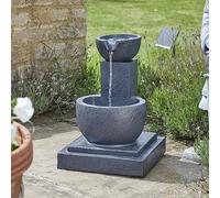 Fontana Da Giardino Con Cascata Fengshui Grigia A Energia Solare E Batteria