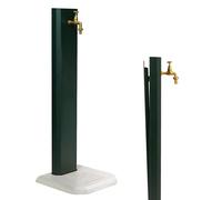 Fontana da Giardino con Colonna Ovale Rubinetto in Ottone con Base in Cemento Dimensioni 40x40xh 100 cm con tubo rubinetto, flessibile e Gomito resistente al gelo Verde raffaello verde