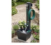 Fontana da Giardino con DOPPIO Rubinetto Base Vaschetta Belfer Dimensioni 34x40xh 89 cm - peso 20 kg con tubo rubinetto, Garantita contro la ruggine Colore Antracite antracite