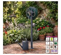 Fontana da Giardino con doppio Rubinetto e Porta tubo a Fiore Belfer Dimensioni 27x23x105 cm - peso 6,5 kg design, colore Antracie antracite