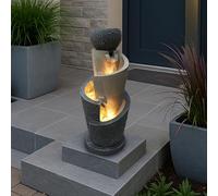 Fontana da giardino con illuminazione a LED 66 cm con vasca decorativa Fontana con giochi d'acqua Fontana da interno per uso interno ed esterno bianco caldo, grigio, beige