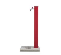 Fontana da Giardino con Rubinetto e Base in Cemento Dimensioni 40x40xh 89 cm con tubo rubinetto, flessibile e Gomito resistente al gelo Colore Rosso rosso