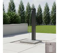 Fontana da Giardino con Rubinetto e Base in Cemento Dimensioni 40x40xh 89 cm con tubo rubinetto, flessibile e Gomito resistente al gelo Colore Antracite antracite