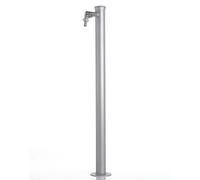 Fontana da Giardino con Rubinetto e vasca Rotonda Dimensioni 11x15x h 86 cm - peso 4,5kg con tubo rubinetto, Colore Alluminio alluminio