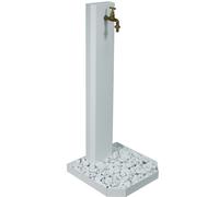 Fontana da Giardino con Rubinetto in Ottone e Base con Ciottoli 40x40x100 cm in