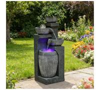 Fontana da Giardino da Esterno da 68 cm con Luci e Nebulizzatore per Giardino, Patio, Terrazzo, Veranda e Decorazione Artistica della Casa, 4 Livelli di Ciotole a Cascata Moderne,C
