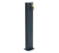Fontana da Giardino Design a Colonna Ovale Rubinetto in Ottone Senza Base Antracite