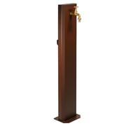 Fontana da Giardino Design a Colonna Ovale Rubinetto in Ottone Senza Base Corten