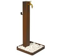 Fontana da Giardino Design a Colonna Quadrata Rubinetto in Ottone e Base con