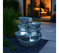 Fontana da giardino effetto pietra con illuminazione Fontana con giochi d'acqua 50 x 44 x 48 cm cascata con luce. per uso interno ed esterno