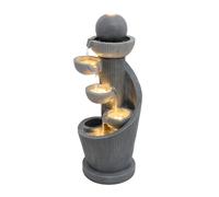 Fontana Cascata da Esterno in Poliresina Grigia con 4 Luci LED Bianche Calde, Pompa Elettrica, Cavo da 7m - Spiral Springs + Spazzola per Pulizia Inclusa