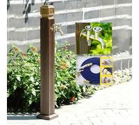 Fontana da Giardino Esterno Metallo Fontanelle da Giardino Rubinetti da Esterno Ottone Fontane da Giardino per L'irrigazione e Il Lavaggio Dell'auto (Color : Wit disc dual faucet and gun, Size : 110