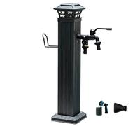 Fontana da Giardino Esterno, Rubinetto Antigelo con Luce Solare, Doppia Uscita Dell'acqua e Supporto per Tubo Flessibile per Giardino e Patio