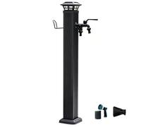 Fontana da Giardino Esterno, Rubinetto Antigelo con Luce Solare, Doppia Uscita Dell'acqua e Supporto per Tubo Flessibile per Giardino e Patio