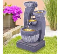 Fontana da giardino, fontana decorativa, fontana con luce a LED, 230 V, gioco d'acqua per giardino, laghetto da giardino, terrazza, balcone (gioco con luce LED - 230 V)