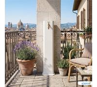 Fontana da giardino in acciaio bianca con rubinetto e base Dimensioni 8x6xh 100 cm con rubinetto, flessibile e Gomito resistente al gelo Colore BIANCO bianco