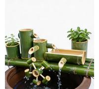 Fontana da giardino in bambù per esterni, Sistema di circolazione dell'acqua per laghetti, piscine e vasche, Elemento decorativo e ornamentale per il paesaggio(40cm/15.7in)