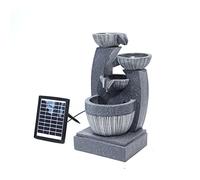 Fontana da giardino per esterni, con 4 ripiani a cascata a LED, a energia solare, cascate da pavimento per decorazioni da giardino