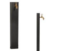 Fontana da giardino, per esterno. Fontanella a colonna moderna, in acciaio, colore antracite. Completa di rubinetto in ottone, flessibile, raccordo e ciottoli. Altezza 1 metro Made in Italy