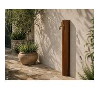 Fontana da Giardino Rettangolare da Muro per chi ha l'attacco Acqua a muro Dimensioni 15,3x8xh 95 cm con tubo rubinetto, flessibile e Gomito resistente al gelo Colore Corten corten