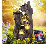 Fontana da giardino solare Fontana decorativa Fontana da interno Fontana con luce LED e batteria agli ioni di litio Cascata per giardino, laghetto da giardino, patio (Wald-ZAUBER)
