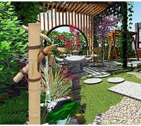 Fontana da giardino Zen in bambù, con pompa a dondolo, paesaggio acquatico decorativo per esterni per relax e atmosfera tranquilla
