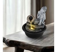 Fontana da Interni Buddha Cascata a Getto Decorazione Luce LED H 19 CM Grigio