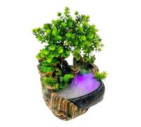 Fontana da interni con illuminazione a LED e cascata: silenziosa fontana da tavolo in resina con effetti di luce colorata, fontana decorativa con atomizzatore per soggiorno, giardino Zen, decorazione