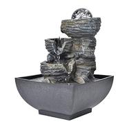 Fontana da interni, fontana da tavolo, con illuminazione a LED, sfera di cristallo, in resina, per interni e desktop, 19 x 13 x 13 cm (EU 220 V)