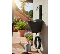 Fontana da Parete Giardino con Due Rubinetti e Secchio Removibile Dimensioni 23x26,6xh 49cm - peso 2,8kg con tubo rubinetto, Garantita contro la ruggine Colore Antracite antracite