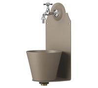 Fontana da Parete Giardino con Rubinetto e Secchio Removibile Dimensioni 23x25xh 50cm - peso 6,7kg con tubo rubinetto, Garantita contro la ruggine Colore Tortora tortora