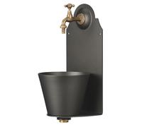 Fontana da Parete Giardino con Rubinetto e Secchio Removibile Dimensioni 23x25xh 50cm - peso 6,7kg con tubo rubinetto, Garantita contro la ruggine Colore Antracite antracite