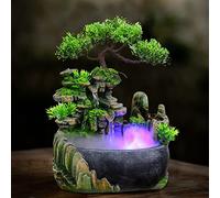 Fontana da Tavolo, 28x20x15cm Fontana de Interna a Cascata, Fontana Zen da Interno con Dotato di atomizzatore LED, Fontana Feng Shui per Casa