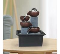 Fontana da Tavolo a 4 Livelli con luci a LED e Sfera a Bolle per l'home Office, Decorazione a Cascata per Desktop per Il Relax Zen da Interni