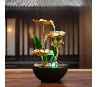 Fontana da tavolo a tre livelli con cascata creativa, design a loto zen per mobile TV da camera da letto, scrivania da ufficio, decorazione domestica, ornamento per esterni, decorazione da giardino Ta