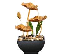 Fontana da tavolo alimentata tramite USB, con pompa, design moderno, ferro e plastica, fiori e ciottoli in metallo, decorazione per casa e ufficio