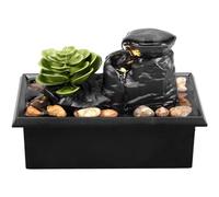 Fontana da tavolo con luce a batteria/USB, mini fontana per interni, fontana per meditazione zen, decorazione per il relax, per tavolo, ufficio, casa, camera da letto (Succulents)