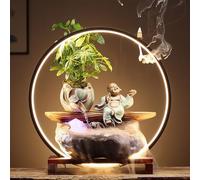 Fontana Da Tavolo Con Luce LED, Cascata Per Scrivania Con Base In Legno Massello E Vaschetta Per L'acqua, Ornamento D'acqua Fluida Ispirato Allo Zen Cinese Per Ufficio(A)