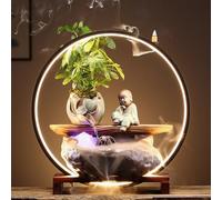 Fontana Da Tavolo Con Luce LED, Cascata Per Scrivania Con Base In Legno Massello E Vaschetta Per L'acqua, Ornamento D'acqua Fluida Ispirato Allo Zen Cinese Per Ufficio(F)