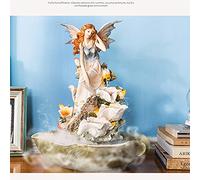 Fontana da Tavolo con luci a LED Colorate-4 Step Angel Lily Statue Cascata Decorazione, Ornamenti a Cascata per Interni con Pompa Automatica illuminata, Blu, Blu