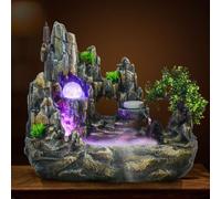 Fontana da Tavolo, Fontana Interna con Atomizzatore e Luce LED, Nature Cascata per Meditazione Giardino Zen Fontana per interni Fontana Feng Shui Cascata Decorativa da Tavolo