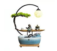 Fontana da Tavolo Fontana per Interni Fontana da Tavolo Zen con Lampada a Sfera in Rattan e bruciatore di incenso Fontane a Cascata rilassanti Fontana da Tavolo per Decorazioni per l'home Office