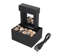 Fontana da tavolo per interni, a batteria e mini fontana con funzionamento tramite USB, con acqua che scorre e design con ciottoli, per scrivania da ufficio (B)