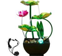 Fontana da tavolo per interni, fontana da tavolo alimentata tramite USB, fontana a cascata, decorazione zen, per meditazione, relax, casa, ufficio, senza anello LED (loto)