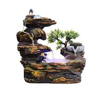 Fontana da Tavolo Tableop Fountain Indoor Piccolo Rockery Desktop Mountain Mountain Cascad Cascata con palla rotolante Duo d'acqua per regalo e decorazione Fontana da Tavolo Decorativa(A)