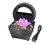 Fontana d'acqua da tavolo, alimentata a batteria o USB, decorazione per interni con acqua che scorre e ciottoli, ornamento da scrivania in ABS per casa e ufficio, nero (A)