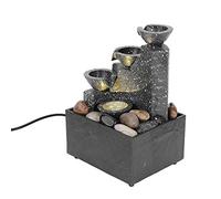 Fontana d'acqua, fontana per meditazione USB con cascata a LED a 3 livelli artigianato ornamentale Feng Shui per interni, suono dell'acqua calmante e rilassante per la decorazione della tavola dell'uf