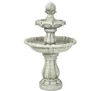 Fontana d'acqua for esterni a 2 livelli - for con batteria di riserva e pompa Bianca