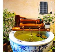 Fontana D'acqua In Bambù Da Esterno A Energia Solare, Elemento D'acqua Artigianale Per Giardino Zen Con Pompa E Trattamento Di Carbonizzazione, Per Patio, Cortili E Laghetti(40cm)